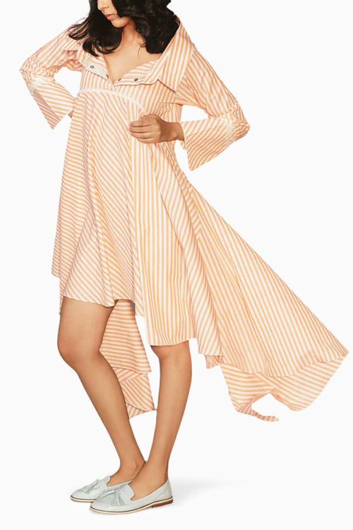 Penny Orange and White Shirt Dress