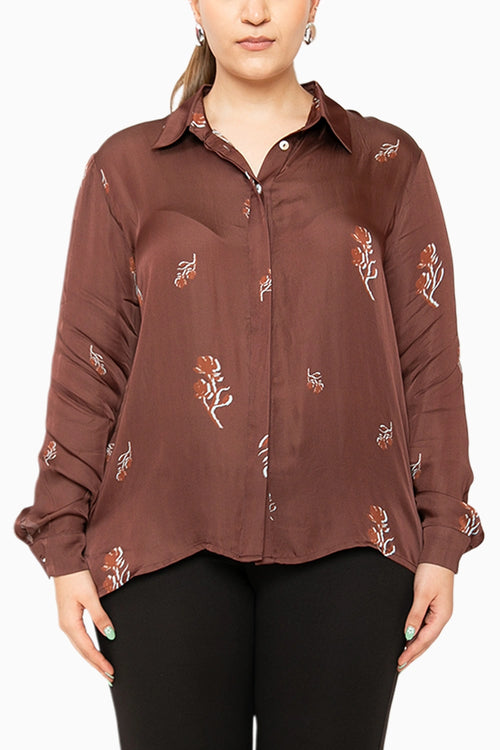 Wilted Petals Brown Shirt