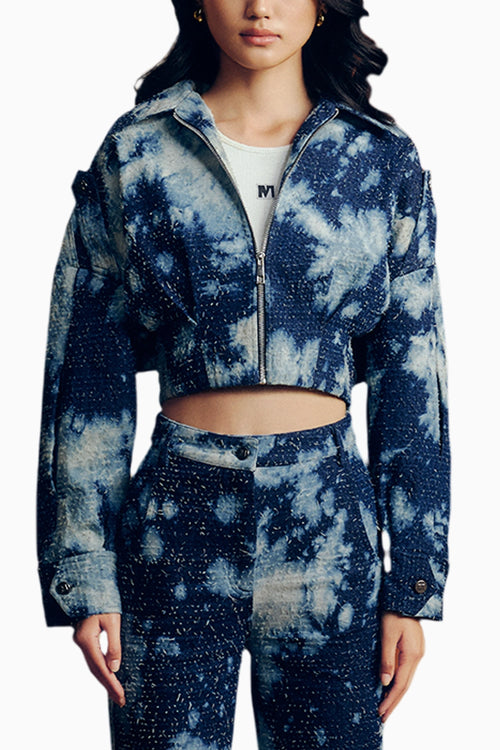 Distressed Denim Blue Cloudwash Jacket