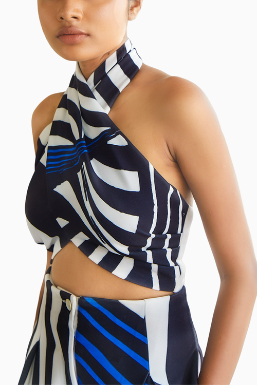 Striped Criss Cross Crop Top