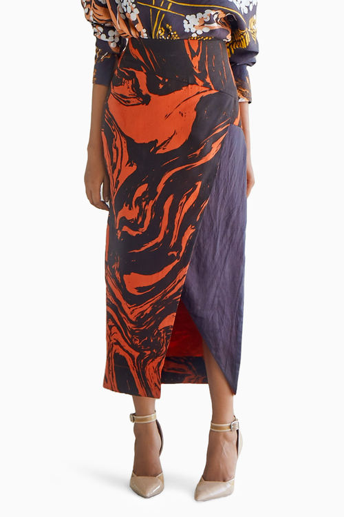 Marble Drape Detail Skirt