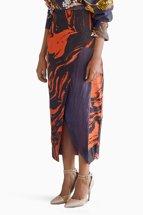 Marble Drape Detail Skirt
