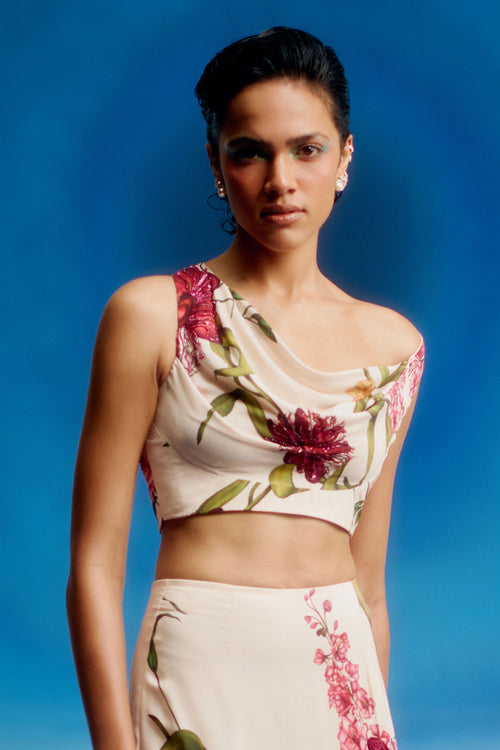 Cowl Crop Top And Skirt Set