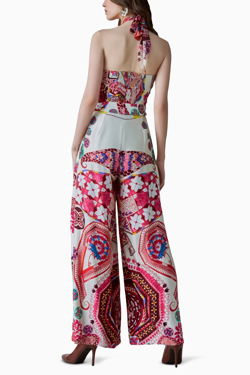 Alexa Paisley Halter Neck Jumpsuit with Detachable Belt