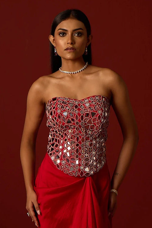 Red Mirrorwork Corset