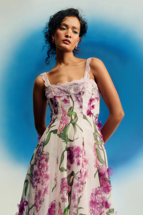 Organza Panel Midi With Lace