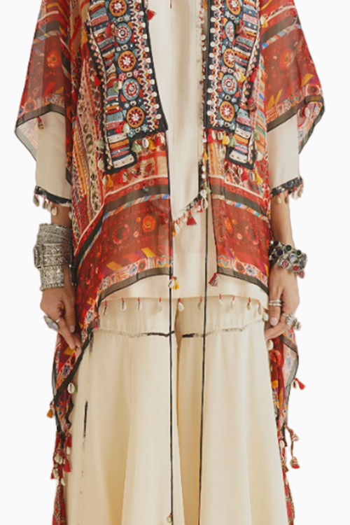 Mitra Short Kurta Set with Veni Dupatta Jacket