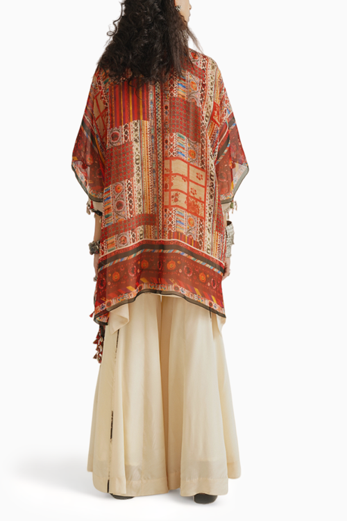 Mitra Short Kurta Set with Veni Dupatta Jacket
