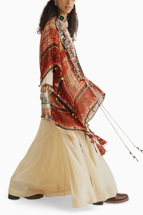 Mitra Short Kurta Set with Veni Dupatta Jacket