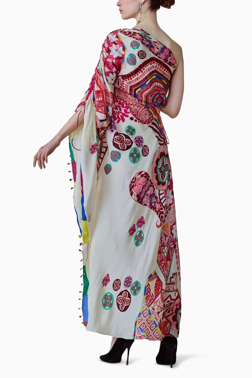 Isla Paisley Asymmetric One-Shoulder Kaftan