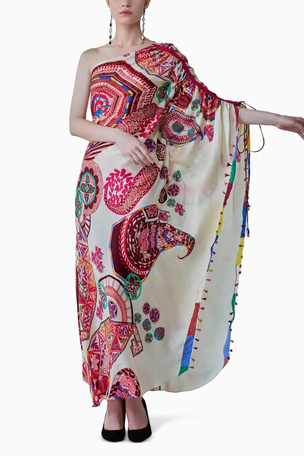 Isla Paisley Asymmetric One-Shoulder Kaftan