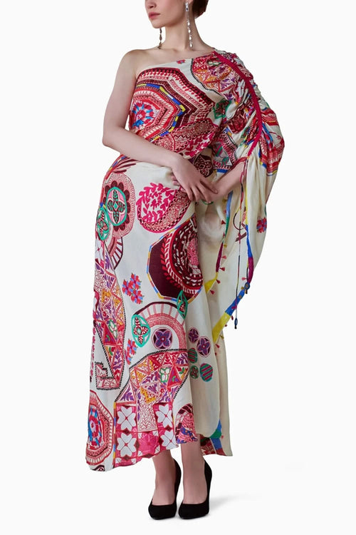 Isla Paisley Asymmetric One-Shoulder Kaftan