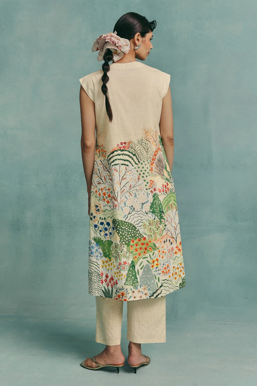 Ecru Meadow Sleeveless Kurta Set