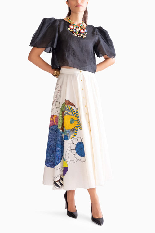 Joey Black Blouse with Cora Ivory Skirt