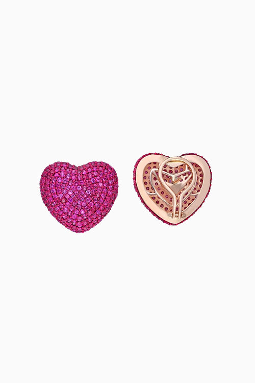 Classic Pink Sapphire 18KT Gold Heart Studs