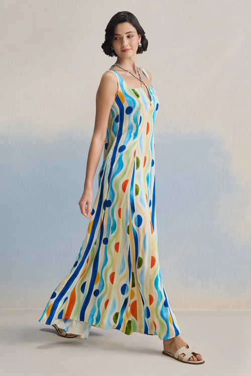 Aqua Ripple Maxi Dress