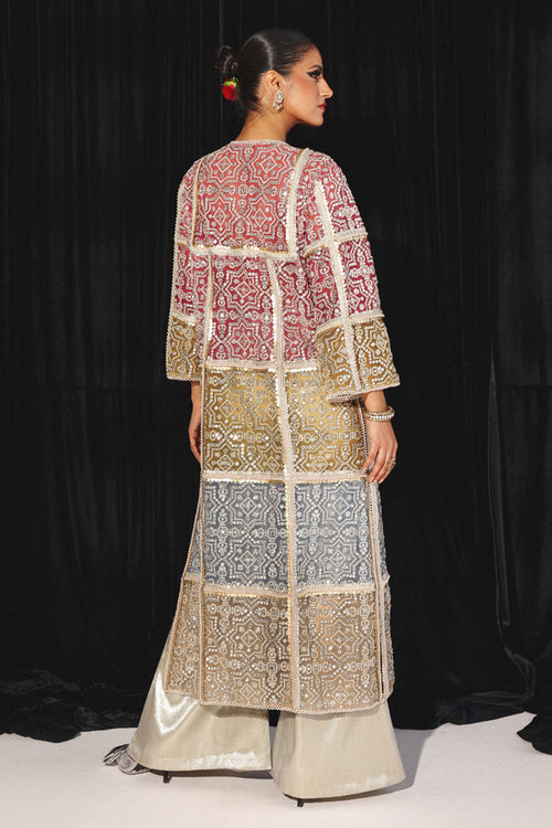 Ivory Brocade Palazzo Pants
