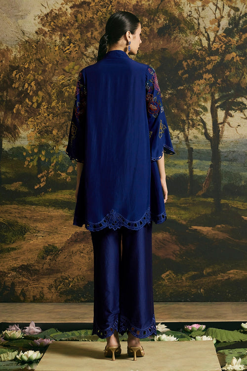 Cobalt Blue Blossom Tunic With Pants