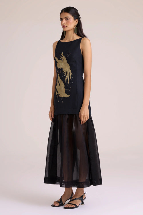 Astra Black Embroidered Maxi Dress