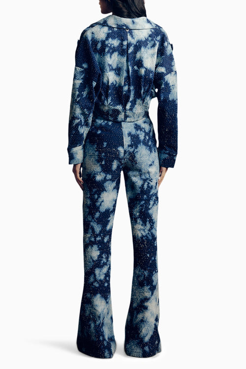 Distressed Denim Cloudwash Jacket With Pants