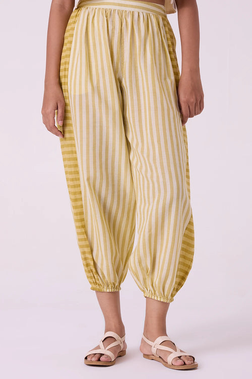 Akari Yellow Striped Handwoven Pants