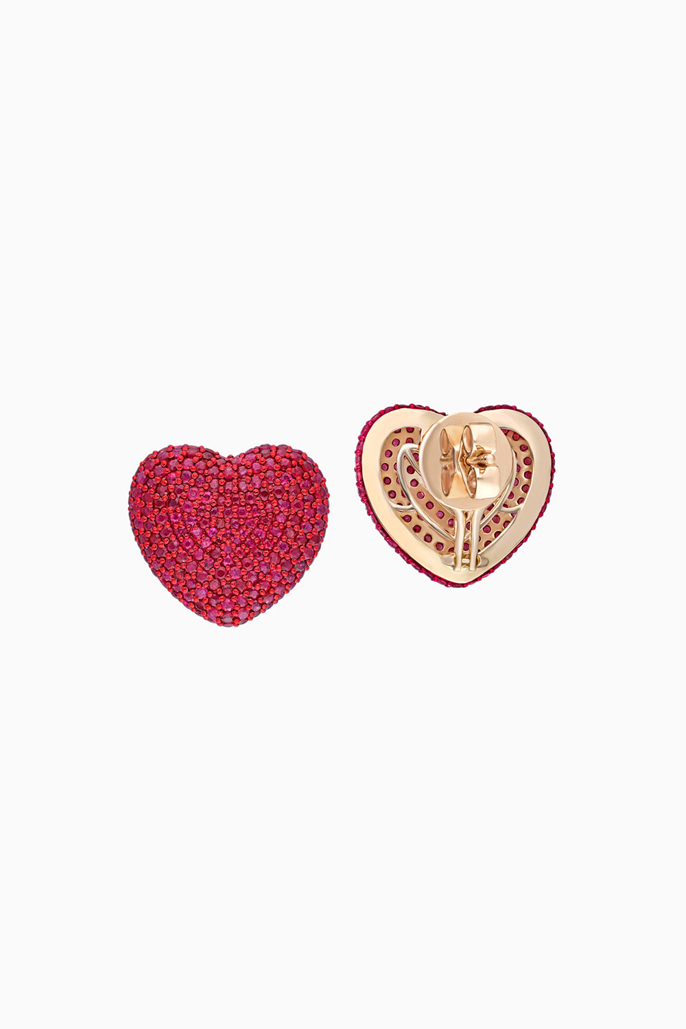 Classic Ruby Heart 18KT Gold Studs