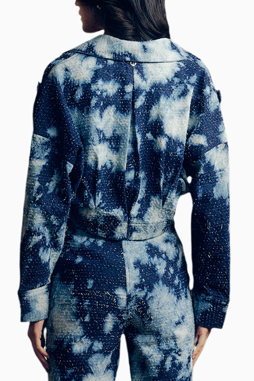 Distressed Denim Blue Cloudwash Jacket