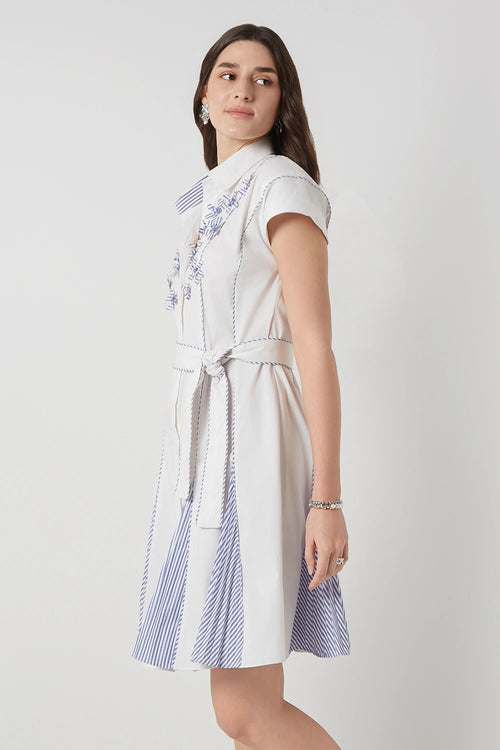Pleated Bloom Shirt Dress