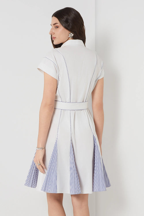 Pleated Bloom Shirt Dress
