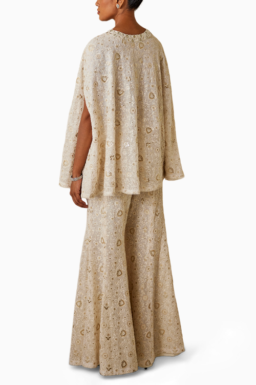 Chikankari Cape with Bootcut Pants