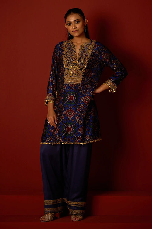 Deep Indigo Patola Marodiwork Tunic
