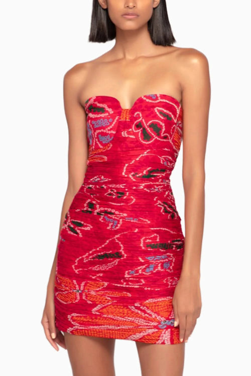 Marigold Bandhani Pleated Mini Dress