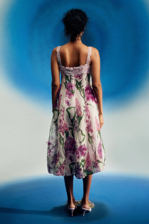 Organza Panel Midi With Lace