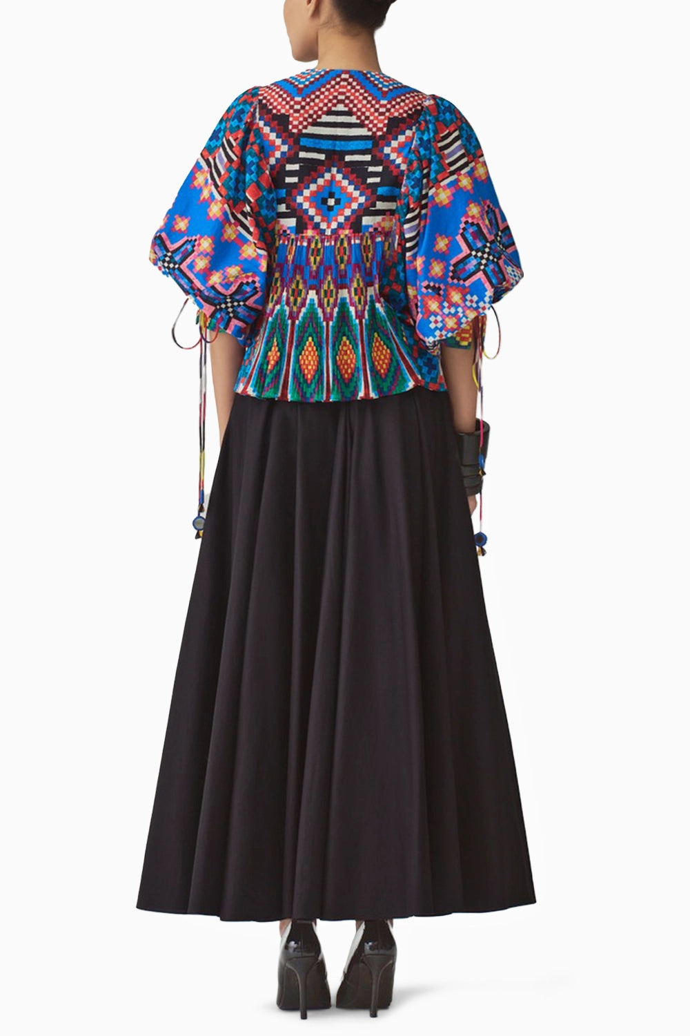 Tanya Ikat Pleat Blouse & Ria High-Waist Skirt