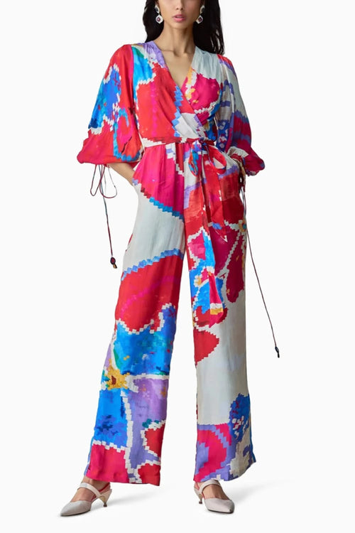 Jenny Ikat Overlap Jumpsuit