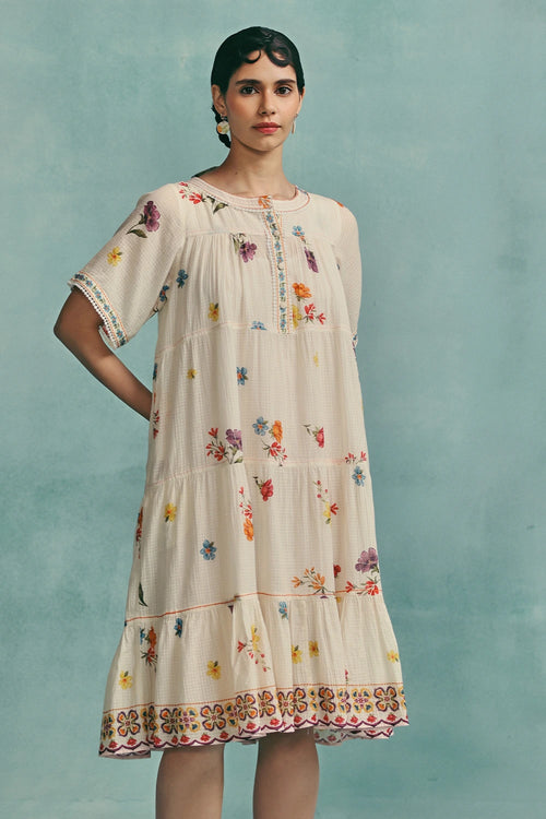 Ecru Daisy Tiered Dress