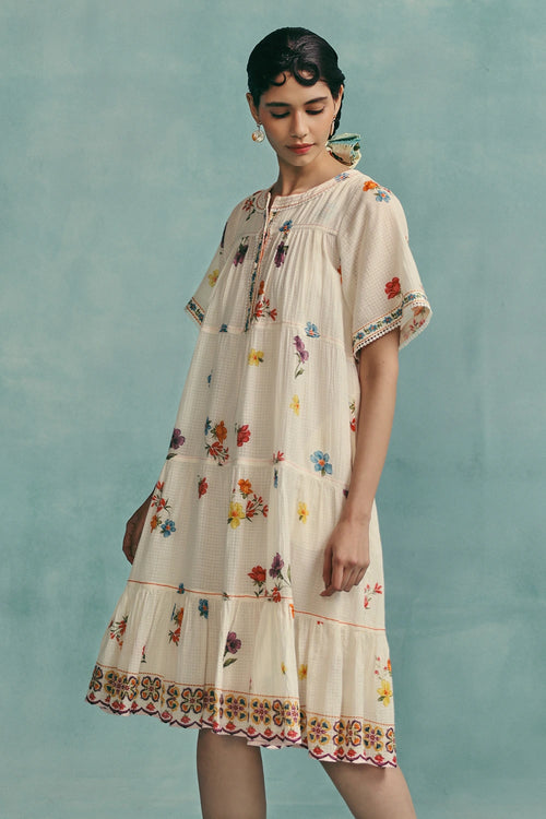 Ecru Daisy Tiered Dress