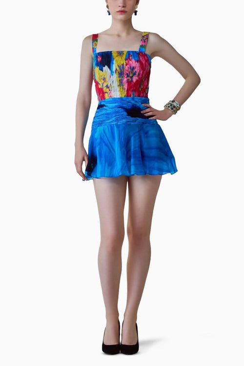 Erin Floral Print Square Neck Mini Dress