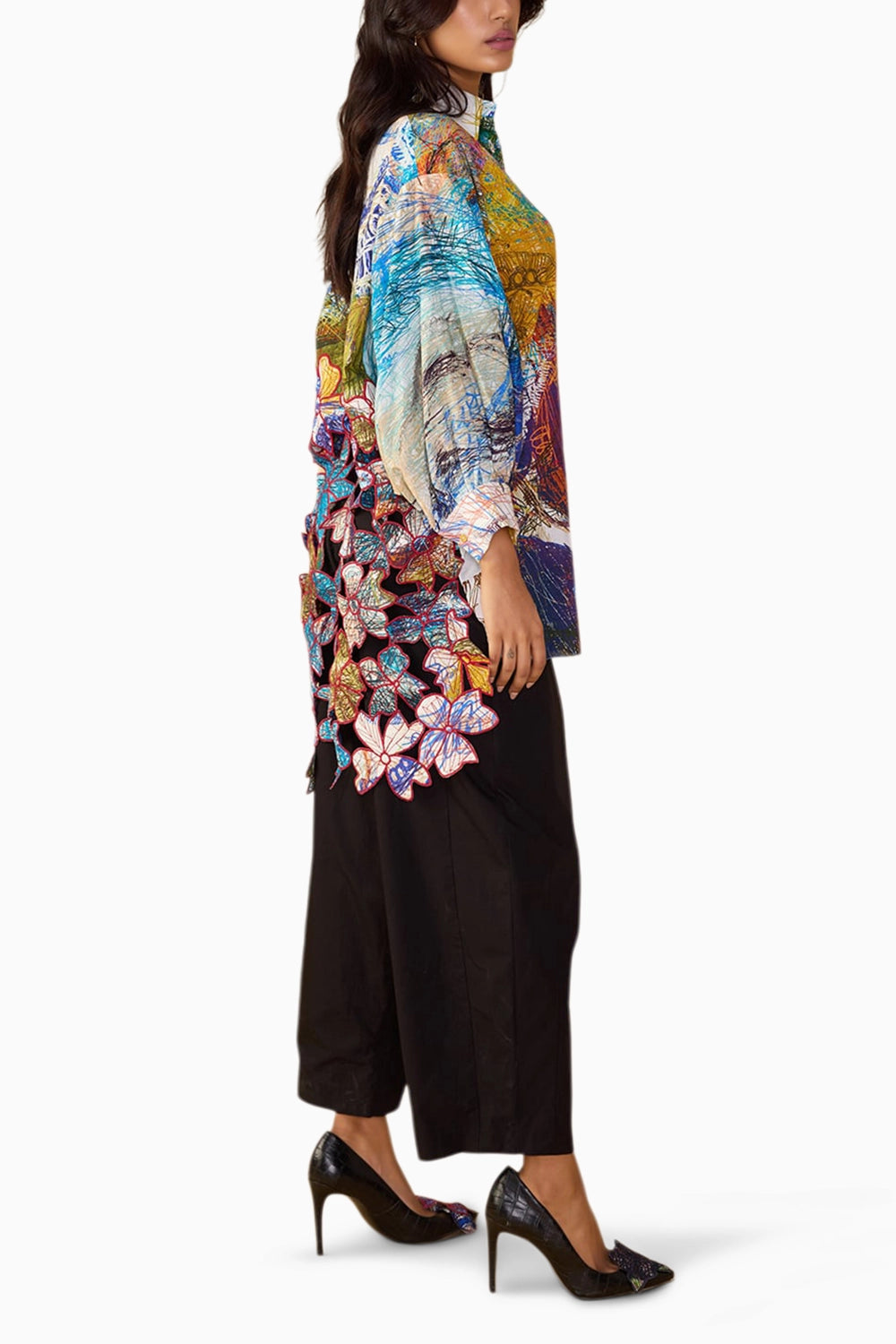 Scribble Dense Armida Shirt with  Black Loly Trouser