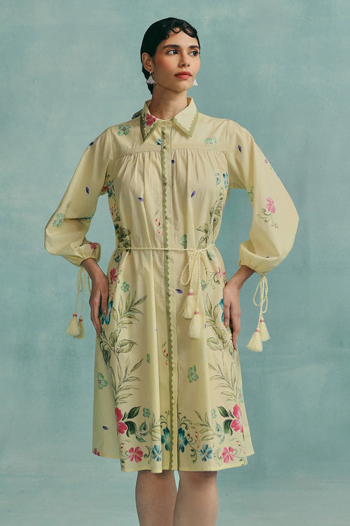 Lemon Rose Shirt Dress
