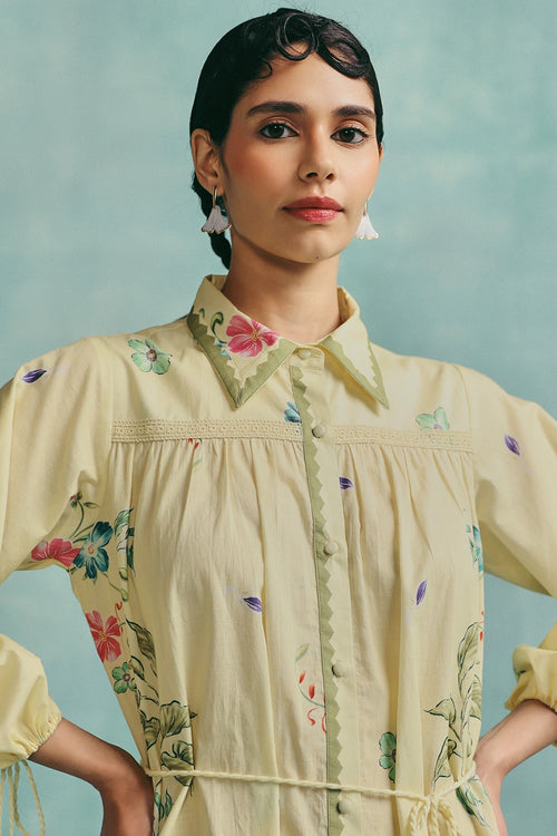 Lemon Rose Shirt Dress