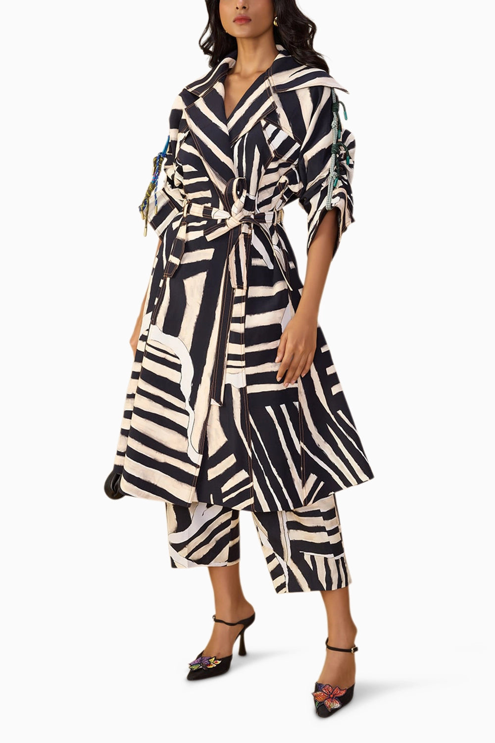 Black & White Stripe Helena Jacket with Loly Trouser