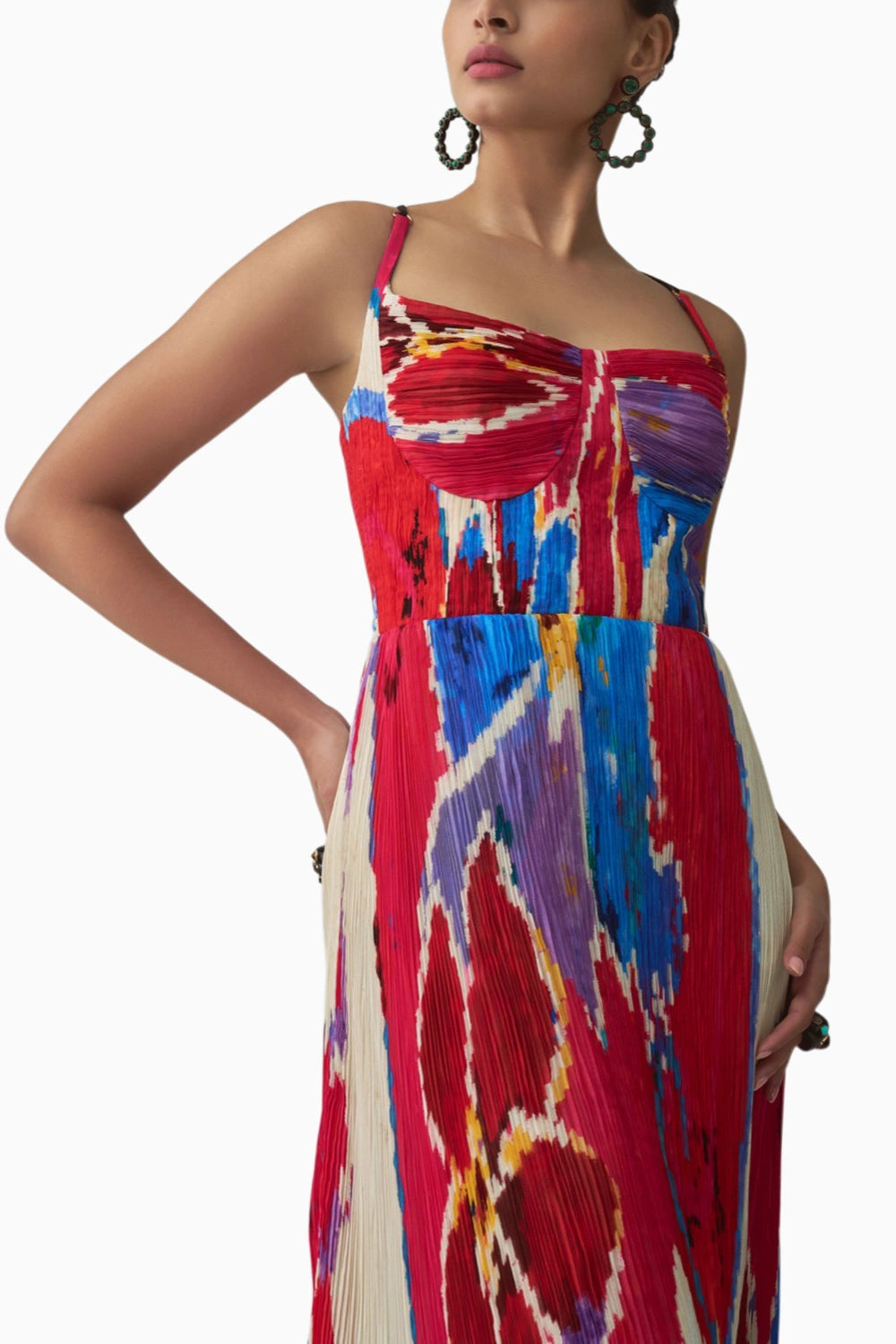 Kiara Ikat Pleat Maxi Dress