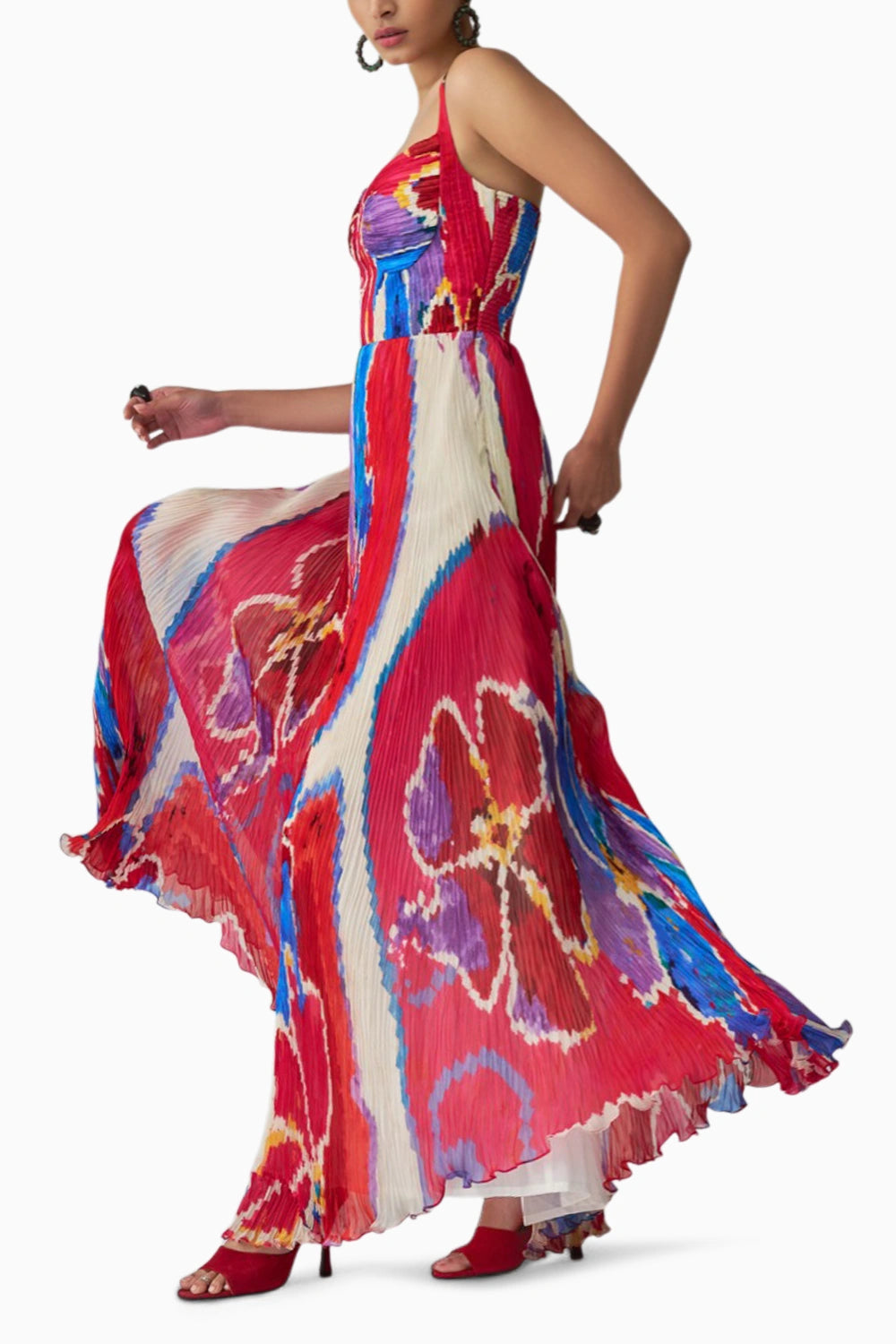 Kiara Ikat Pleat Maxi Dress