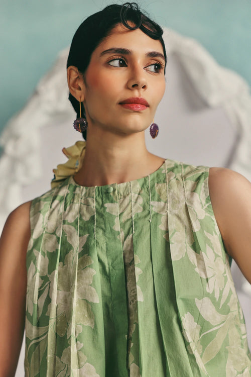 Mint Patchwork Sleeveless Blouse