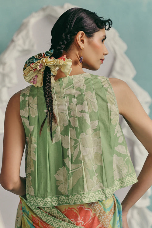 Mint Patchwork Sleeveless Blouse