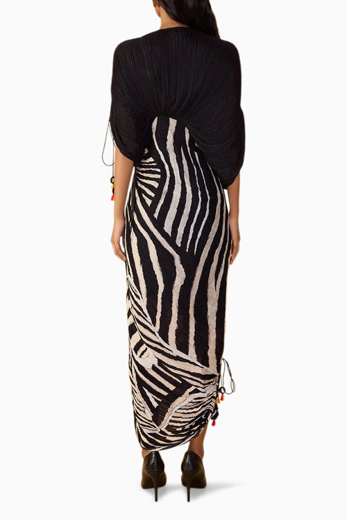 Scribble Dense Black & White Stripe Zia Dress