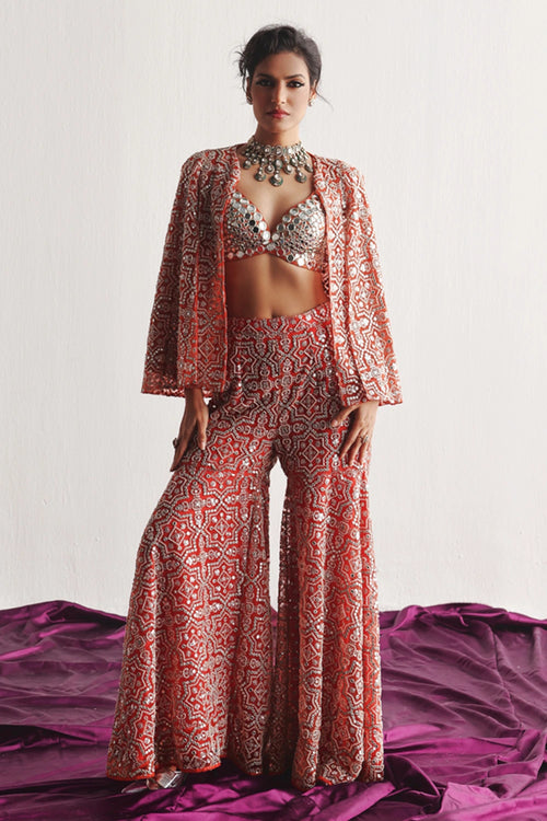 Red Tulle Sharara Pants