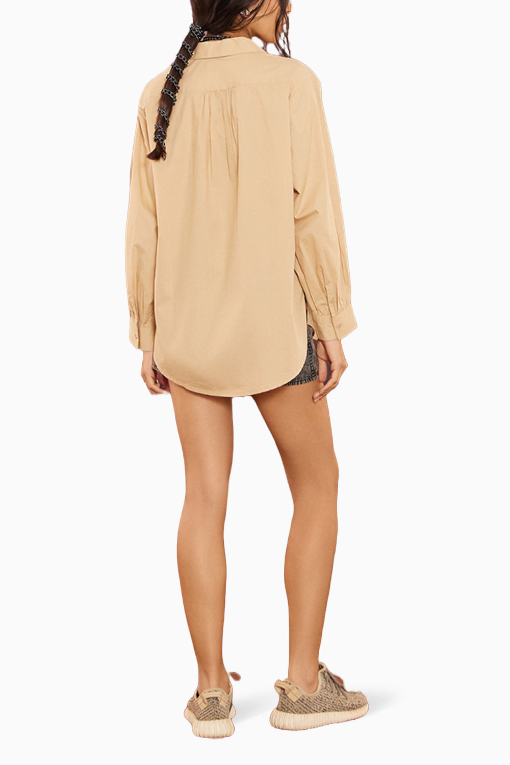 Beige Embellished Oversize Shirt