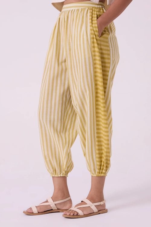 Akari Yellow Striped Handwoven Pants